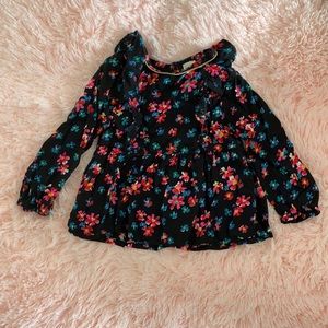 OshKosh 2T Floral with Ruffles & Gold Trim Collar Long sleeves EUC